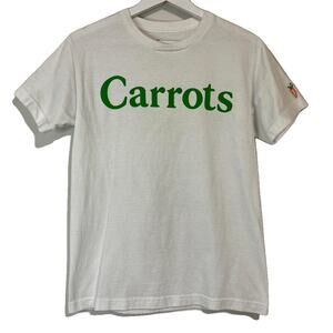 Anwar Carrots Women’s Wordmark Logo Graphic Tee White Green Size Small EUC